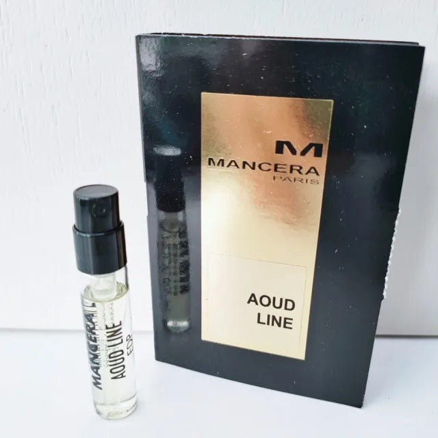 عينة عطر مانسيرا عود لاين الرسمية 2 مل 0.06 أونصة سائلة.