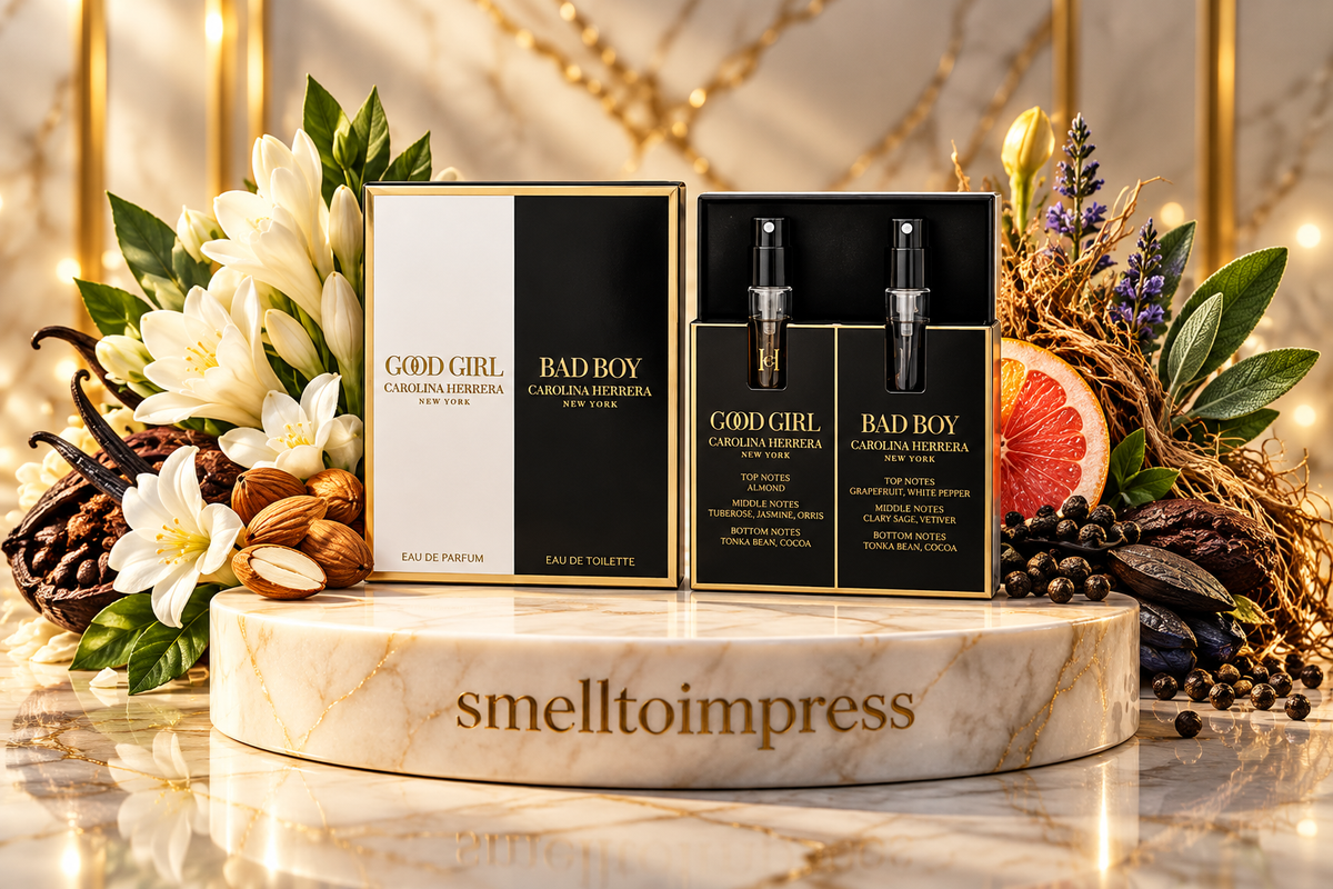 صورة مجموعة عينات عطر Carolina Herrera Good Girl 1.5 ml و Bad Boy 1.5 ml