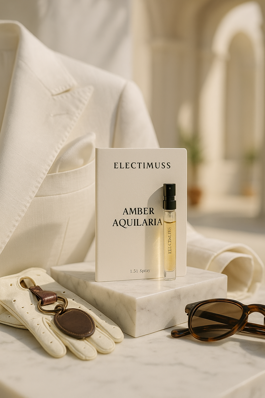 عينة عطر رسمية من Electimuss London Amber Aquilaria، 1.5 مل (0.05 أونصة سائلة)