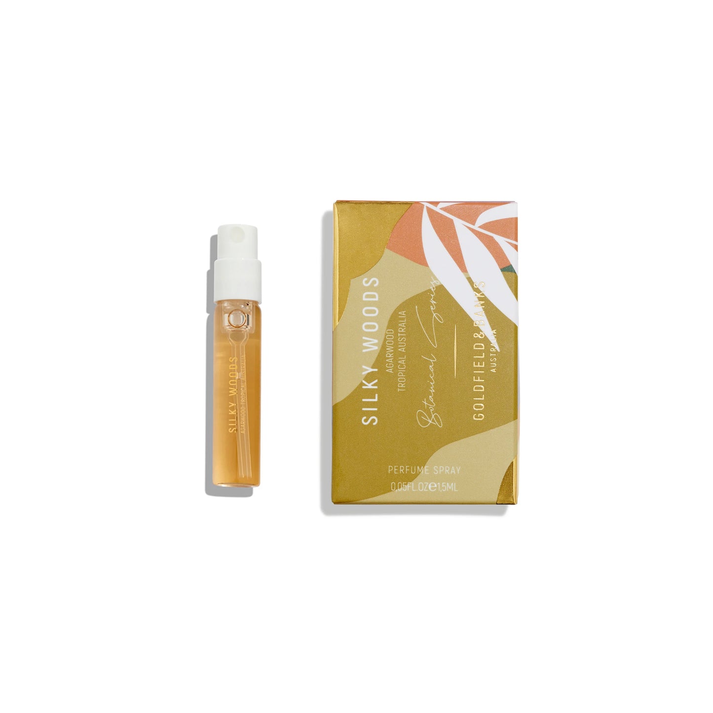 عينة عطر Goldfield and Banks Silky Woods 2ml - قارورة عطر رسمية من أستراليا، عطر للجنسين مع روائح خشبية فاخرة.