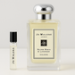 عينات عطر كولونيا سيلفر بيرش آند لافندر من جو مالون، عينة عطر سعة 6 مل بجانب زجاجة عطر كولونيا سيلفر بيرش آند لافندر من جو مالون بالحجم الكامل سعة 100 مل